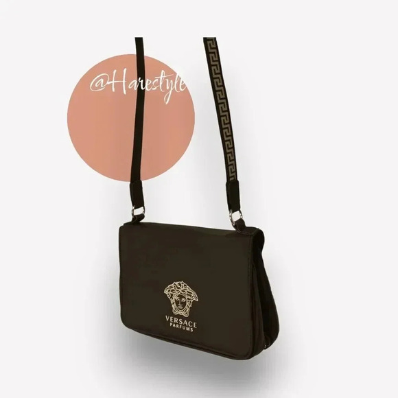 Versace Perfumes expandable black logo shoulder bag - Picture 14 of 16